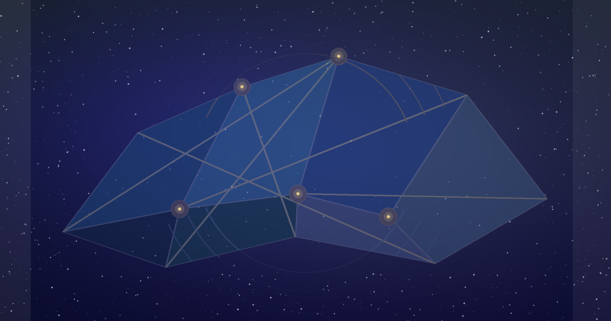 A conceptual cosmic origami manifold: one luminous universe sheet folded into geometric creases, with starfields and access-light at the fold intersections.